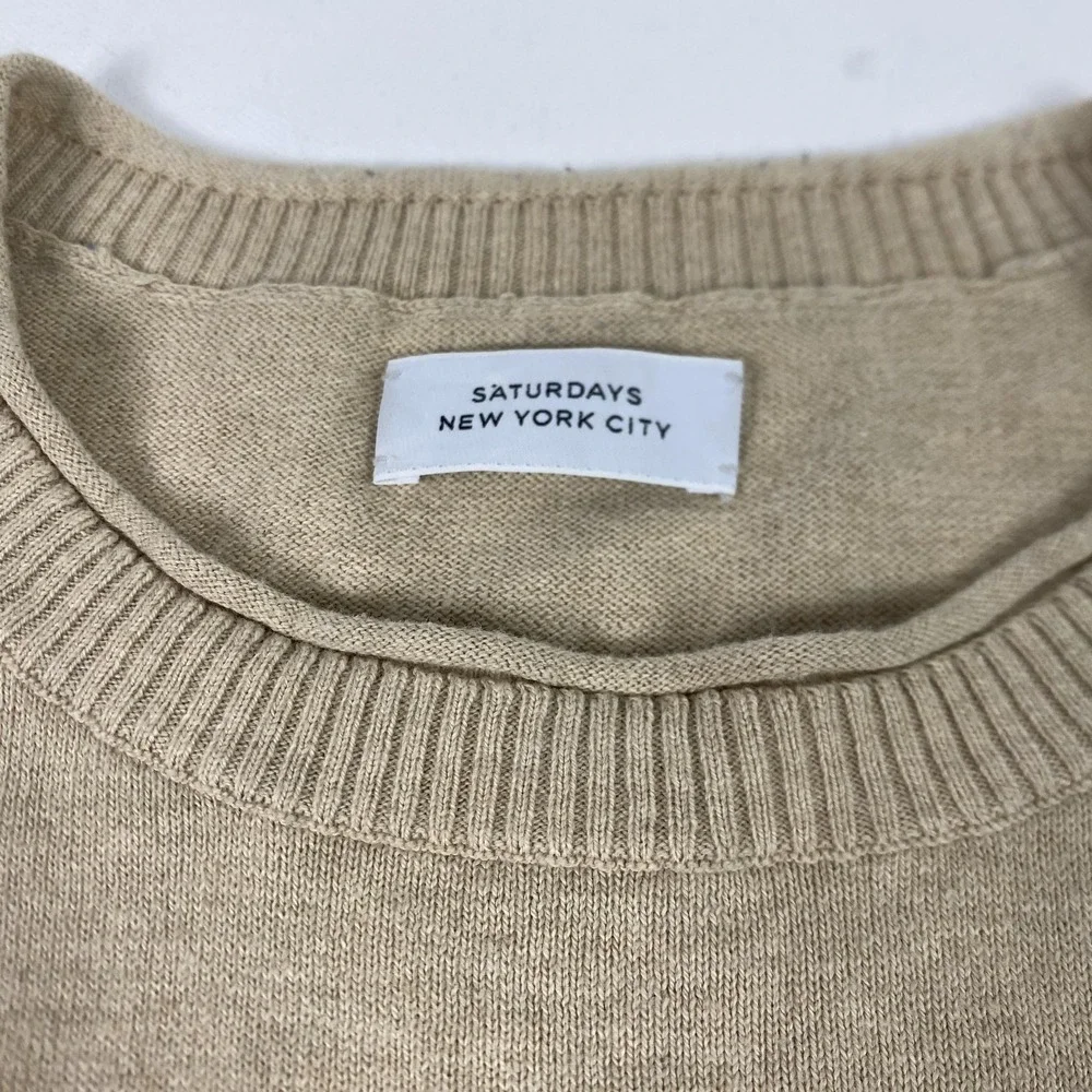 Saturdays New York City Sweater Mens Large Beige Cashmere‎ Blend Crew Neck